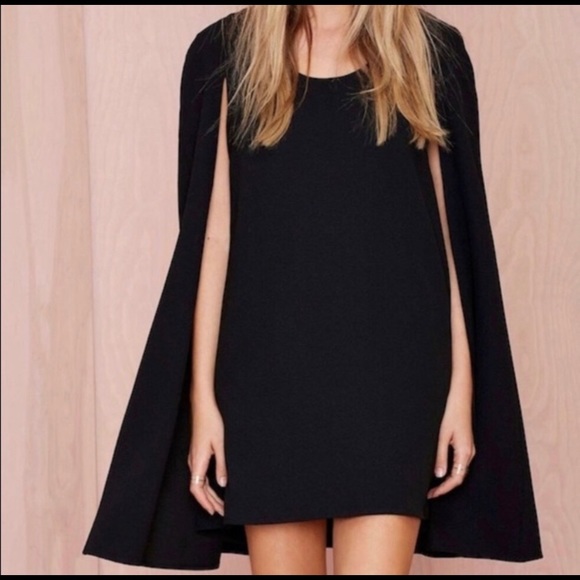 NASTY GAL Sheath Cape Mini Dress Black Sz S - Picture 2 of 7